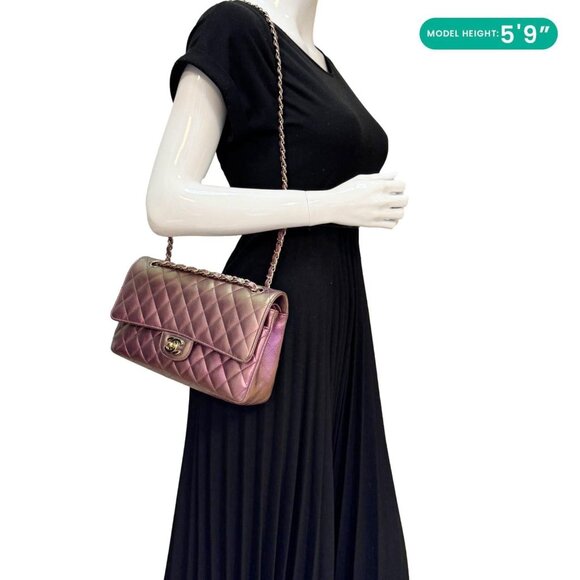 Chanel  Classic Double Flap Medium Quilted Iridescent Leather Shoulder Bag - Picture 2 of 14